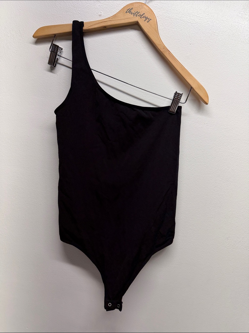 FP Intimately Du Jour Bodysuit One Shoulder Asymmetrical Stretch Black Medium